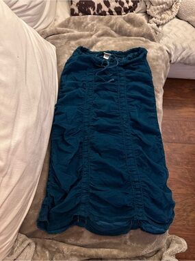 Corduroy teal maxi boho skirt